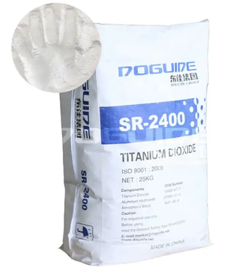DOGUIDE SR-2400 Rutile Titanium Dioxide với lớp phủ Si-Al Silica dày đặc để có độ trắng cao và sức mạnh nhuộm màu và dư lượng sàng lọc cực thấp