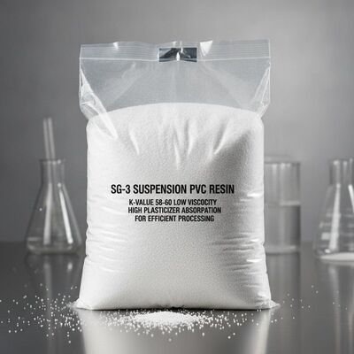 Nhựa PVC huyền phù SG-3 với chỉ số K 58-60, độ nhớt thấp và khả năng hấp thụ chất hóa dẻo cao cho thanh Profile và ống PVC