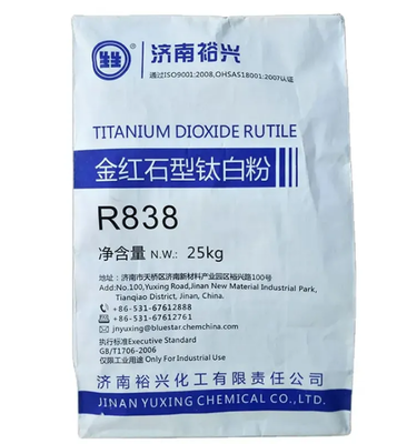 Bluestar Jinan Yuxing R838 Rutile Titanium Dioxide với Si-Al Không hữu cơ + Organic Composite xử lý bề mặt để có độ trắng cao và khả năng phân tán tuyệt vời trong các hệ thống dựa trên nước